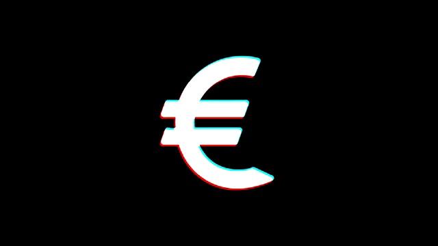欧洲货币图标Vintage Twitched Bad Signal动画。视频素材
