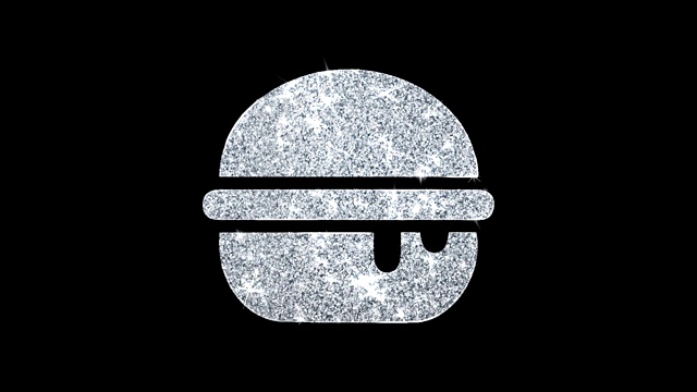 快餐垃圾食品汉堡闪烁图标闪烁闪烁环闪烁粒子。视频素材