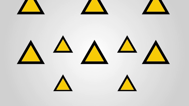 黄色三角形向上滑动，循环运动图形的白色背景视频下载