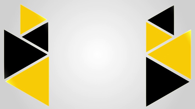 黄色和黑色三角形在白色背景环上水平移动视频下载