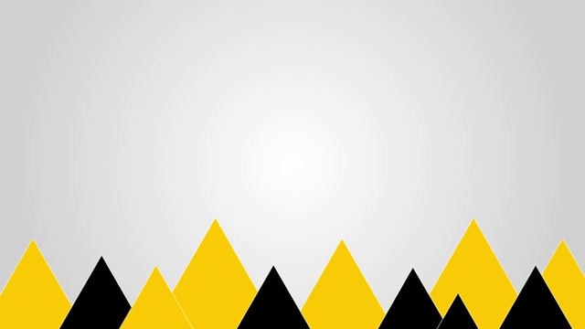 黄色和黑色三角形环，移动的形状在白色背景，可编辑的模板视频下载