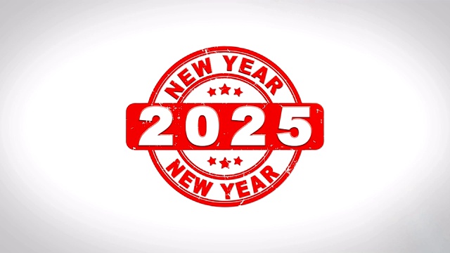 《新年快乐2025》签名盖章文字木邮票动画。视频下载