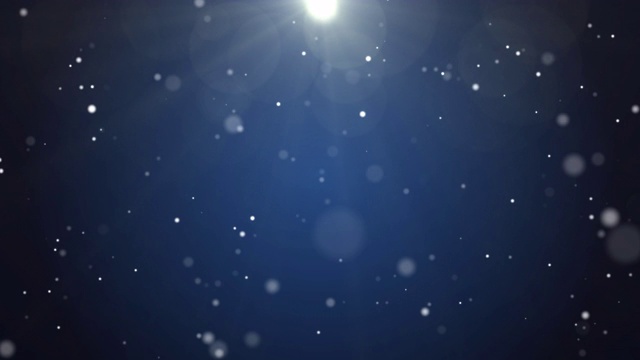 4k分辨率圣诞背景，散焦粒子在深蓝色的背景，缓慢下降的白色散焦，闪烁的灯光背景视频素材