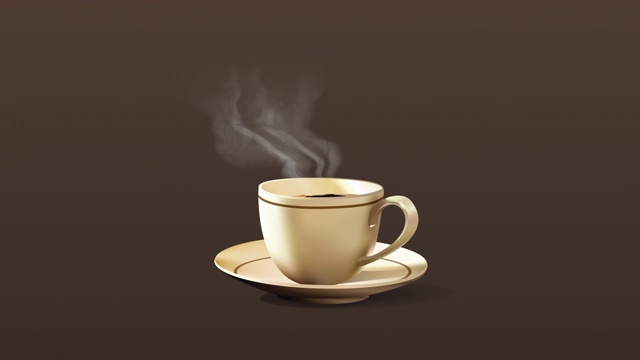 热咖啡杯对黑色背景股票视频可循环4k视频下载
