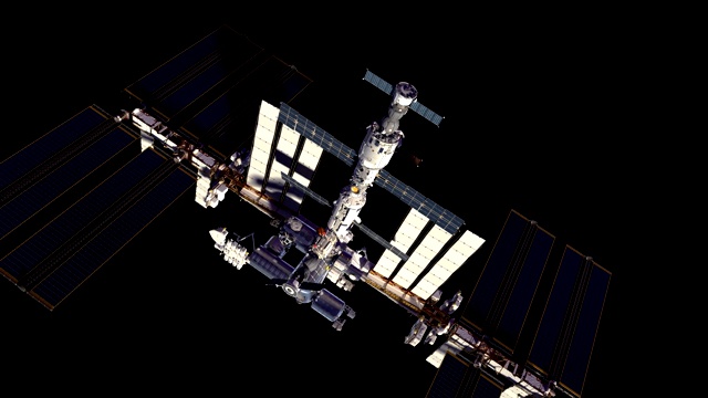 4 k。宇宙飞船与国际空间站对接。亮度通道。视频素材