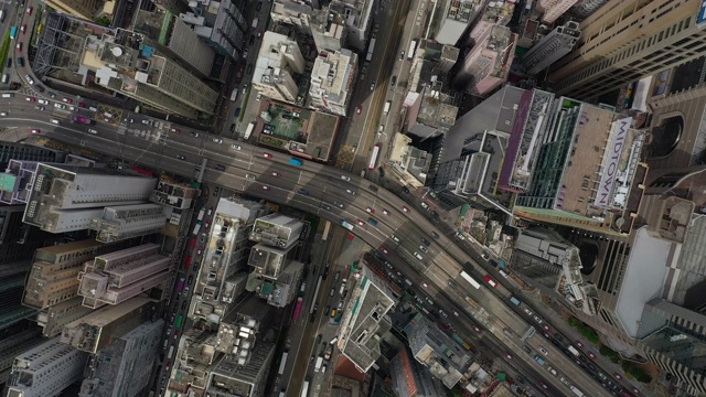 放大香港城市的道路交叉口的实时视频素材