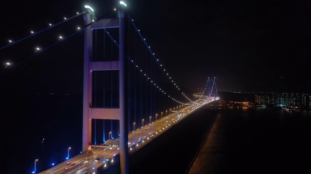 鸟瞰青马大桥夜景视频素材