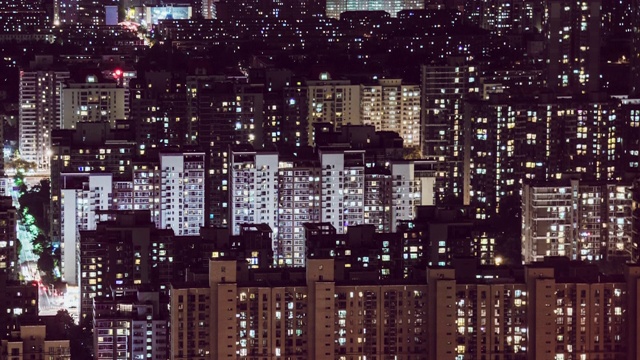 T/L TU夜间住宅区鸟瞰图/北京，中国视频下载