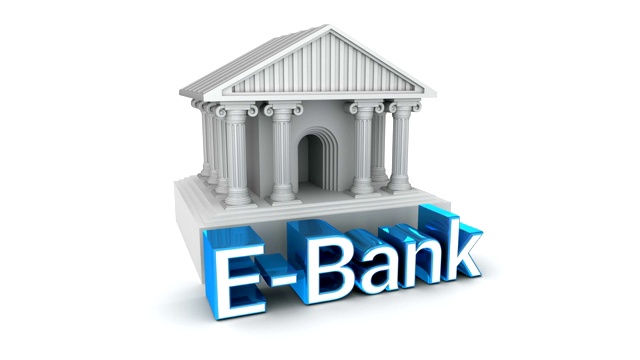 电子银行概念和经典的罗马房子图标，3D动画视频下载