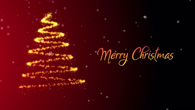摘要圣诞树与圣诞文字在红色背景视频素材
