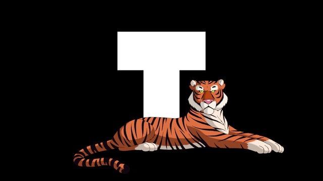 字母T和老虎在前景视频下载