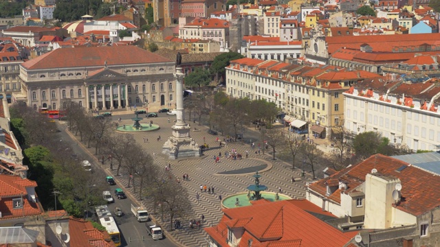 罗西奥广场与佩德罗四世柱在里斯本，葡萄牙视频下载
