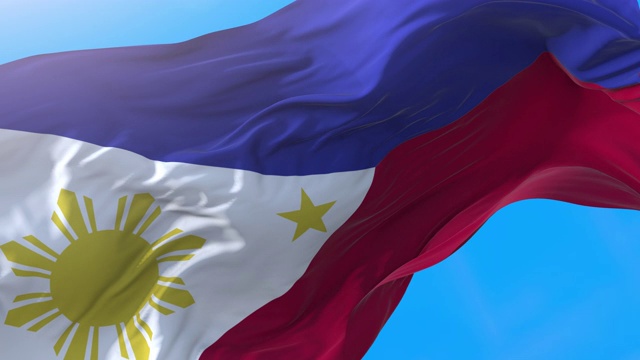 菲律宾国旗视频挥舞4K。现实的菲律宾或德意志银行背景。菲律宾背景3840x2160像素。视频下载