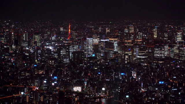 东京金融区夜间鸟瞰图视频素材