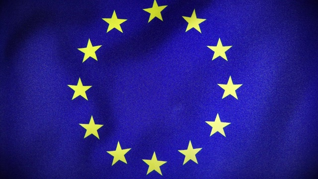 4K特写欧盟旗帜挥舞的动画视频素材