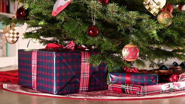 礼物放在圣诞树下视频下载