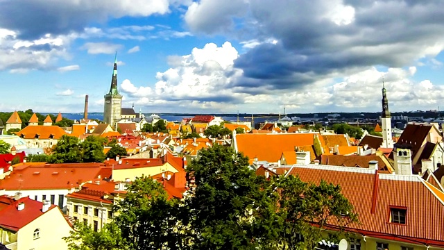 塔林老城(瓦纳林)鸟瞰图，爱沙尼亚视频素材