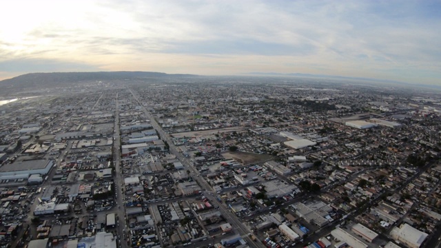 Wilmington Neighborhood Los Angeles Harbor CA鸟瞰图视频下载