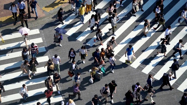 涩谷十字路口的人群。视频素材