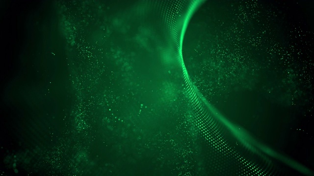 4k高度详细的粒子流-循环(深绿色)股票视频视频素材