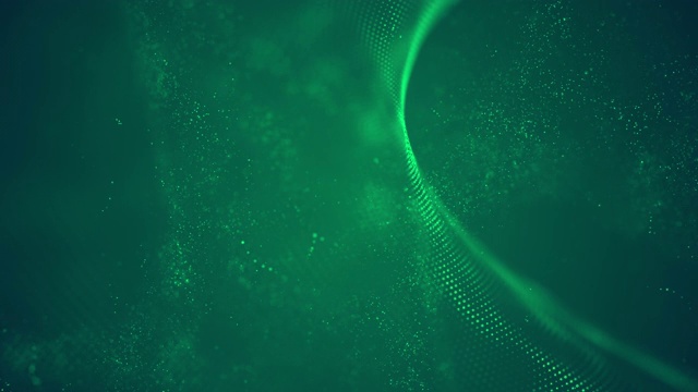 4k高度详细的粒子流-循环(绿色)股票视频视频素材