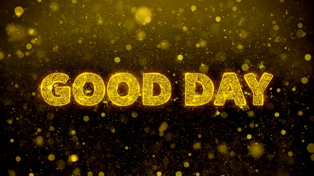 日好文字在金色闪光照耀粒子动画。视频下载