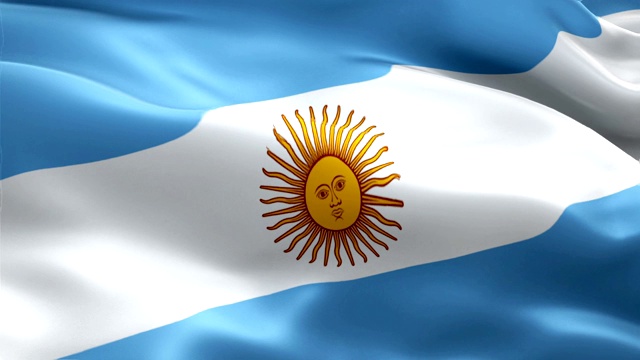 阿根廷挥舞着国旗。3d阿根廷国旗飘扬。阿根廷标志无缝循环动画。阿根廷旗帜高清分辨率背景。阿根廷国旗特写1080p全高清视频演示视频素材