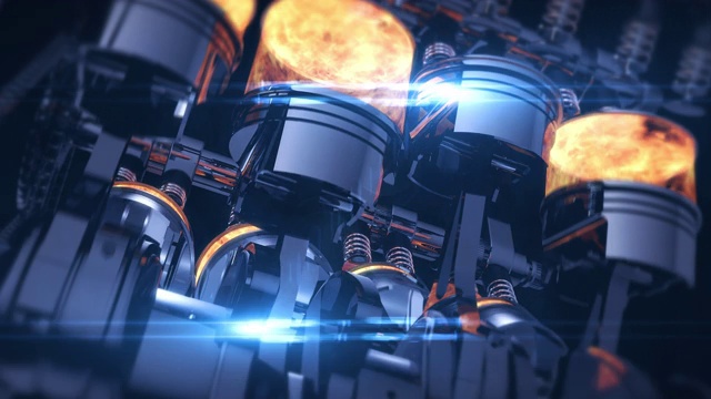 旋转V8引擎3D动画与爆炸视频下载