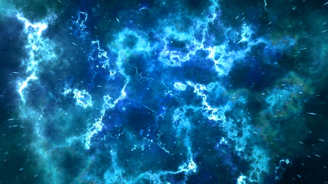 未来的太空旅行，梦幻的视野超跳跃，在蓝色的空间飞行视频下载