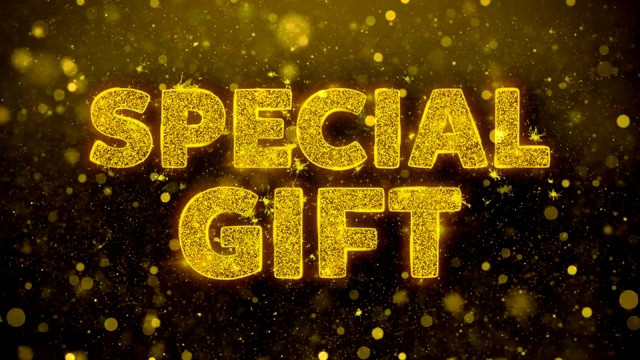 特殊的礼物文本金色闪光闪光粒子动画。视频素材