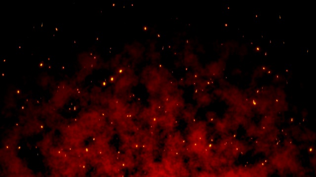 美丽的抽象背景燃烧红热与飞溅的火花动画3D渲染视频素材