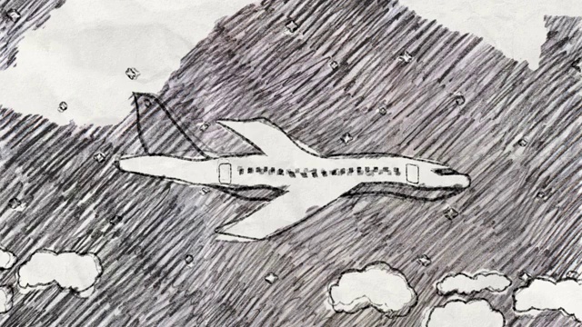 用铅笔画的飞机飞行素描视频下载