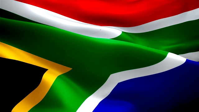 南非挥舞着旗帜。南非国旗飘扬。标志无缝全高清1920X1080循环动画。南非标志高清分辨率背景。南非国旗特写1080p全高清视频演示视频下载