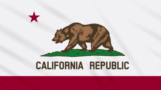 加州国旗在风中飘扬，以循环为背景视频素材