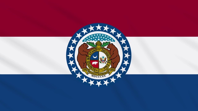 密苏里州的旗帜在风中飘扬，循环为背景视频素材