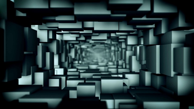 走廊灰色立方体3D渲染无缝循环动画视频下载