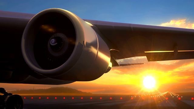 接近飞机涡轮喷气发动机旋转与可见的排气无缝循环视频素材
