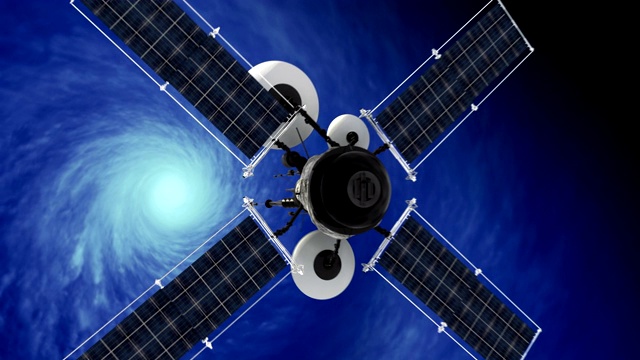 卫星接近旋转黑洞。美国航空航天局图像视频素材