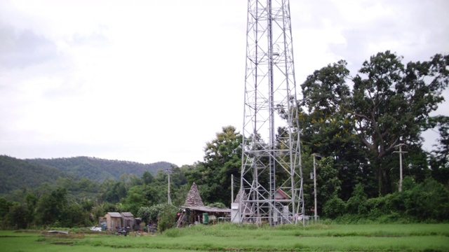 电信塔在稻田，4K视频素材