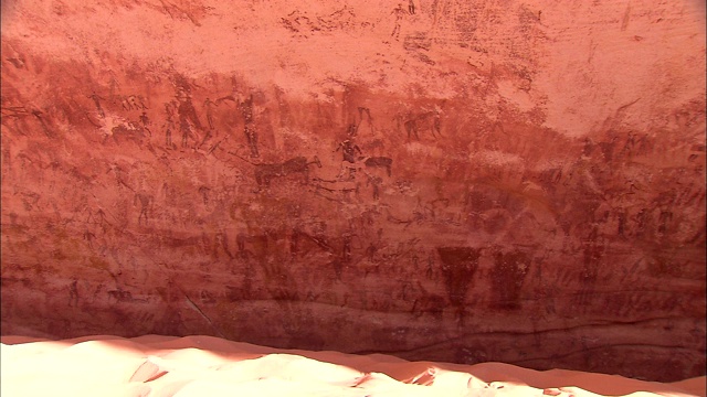 石洞壁画,凯比尔高原,考古学,古老的视频素材