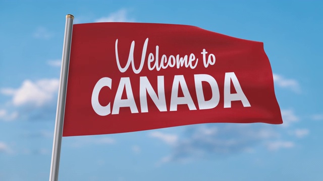 欢迎来到加拿大挥舞旗帜(包括发光亚光，所以你可以把自己的背景)视频素材