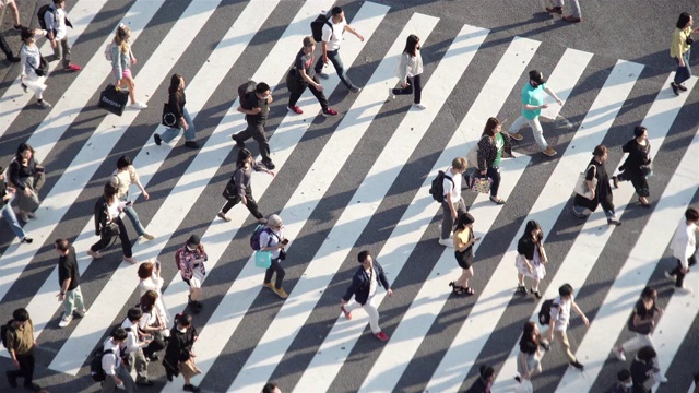 日本东京涩谷十字路口鸟瞰图。视频素材