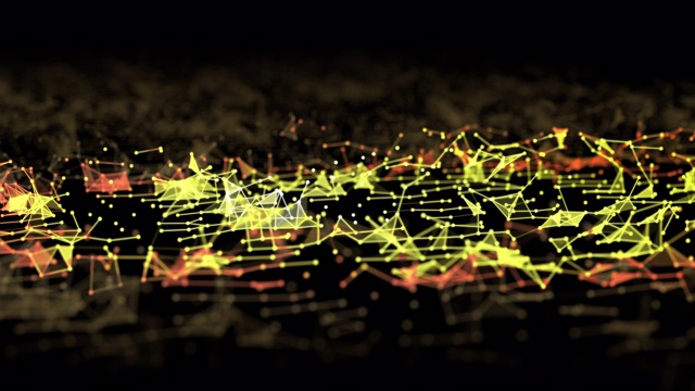 抽象的连接和点移动在黑暗的背景，未来的技术概念视频素材