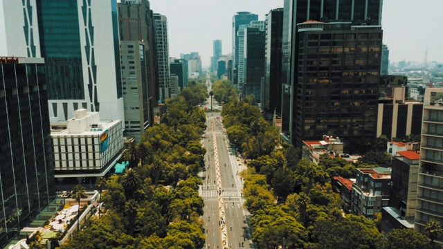 墨西哥城鸟瞰图。改革大道视频素材