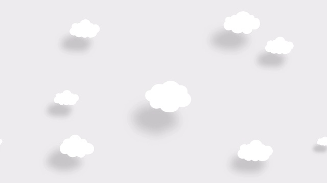 4K白色的天空充满了从右向左移动的云。卡通天空背景。平面动画。Alpha Luma哑光包括在内。视频下载
