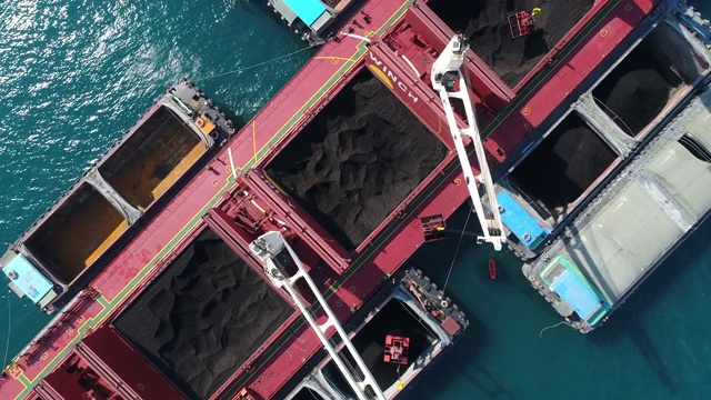 煤炭货船在海上作业视频下载
