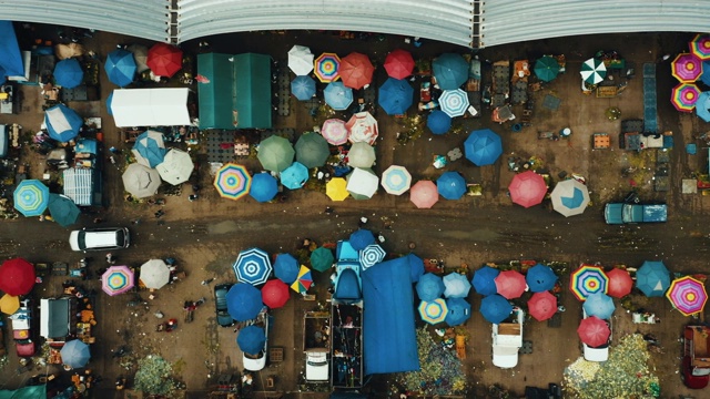 墨西哥市的阿巴斯托斯市场鸟瞰图。视频下载