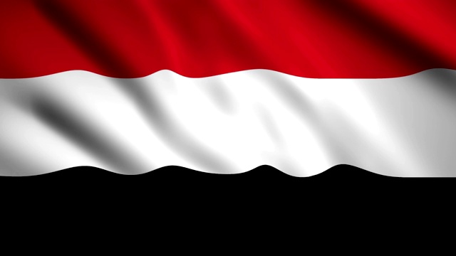 也门国旗在风中飘扬。旗帜特写1080p高清镜头视频下载