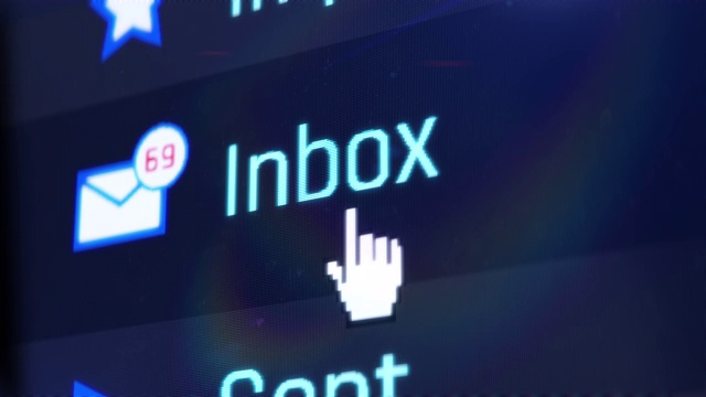 光标按下收件箱文件夹，检查邮件或短信，通信视频素材