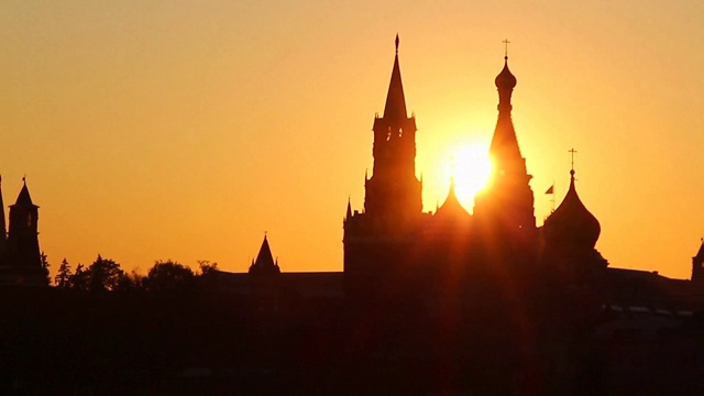 日落时分，莫斯科市中心视频素材
